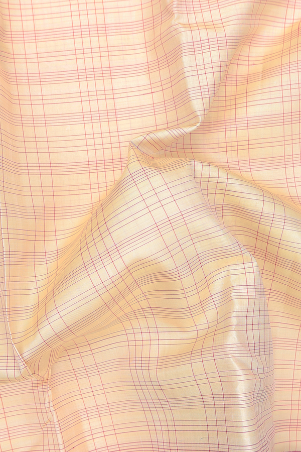 Kanchipuram Silk Saree In Tan Brown With Checks Design