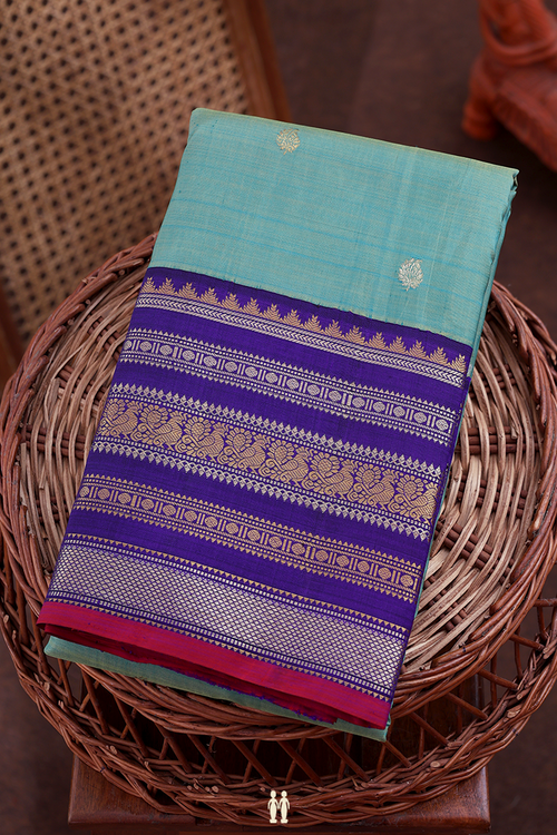 Kanchipuram Silk Saree In Dual Tone With Zari Buttas