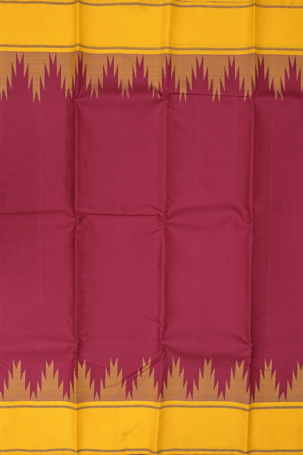 Kanchipuram Silk Saree In Berry Red With Contrast Border