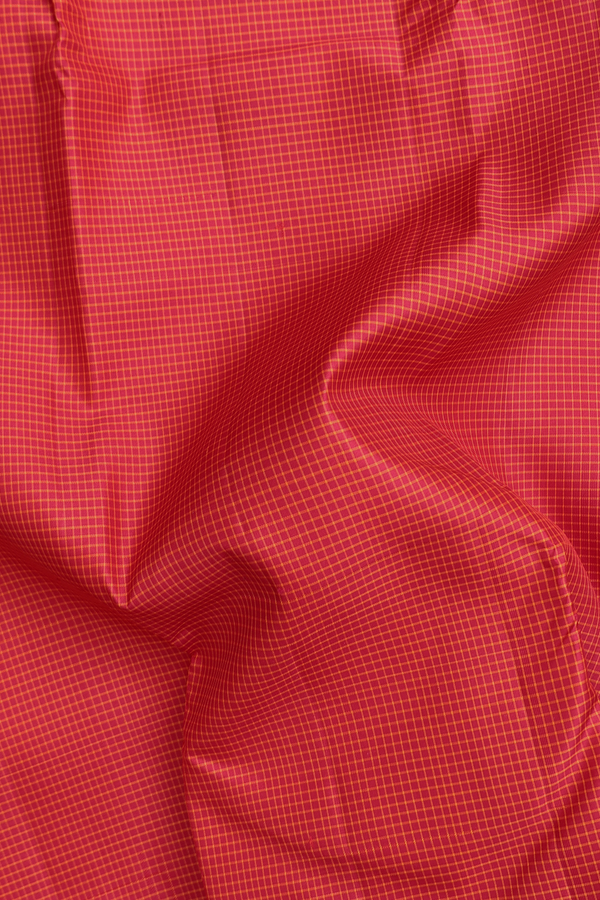 Kanchipuram Silk Saree In Crimson Red With Checks Design