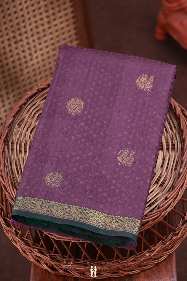 Kanchipuram Silk Saree In Dusty Grape With Jacquard Pattern