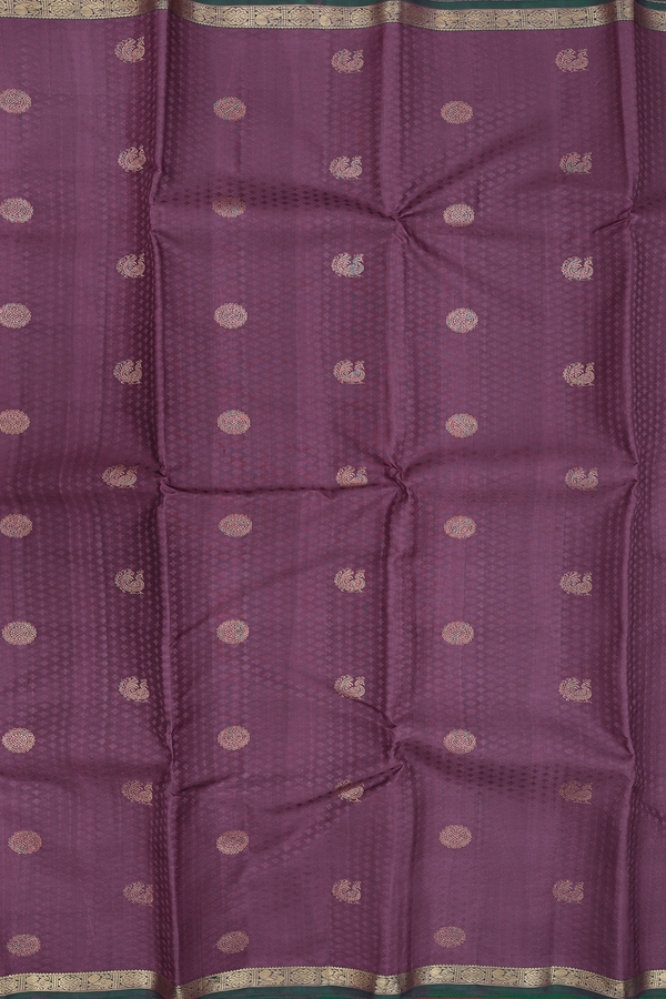 Kanchipuram Silk Saree In Dusty Grape With Jacquard Pattern