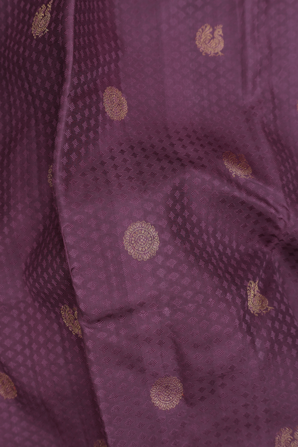 Kanchipuram Silk Saree In Dusty Grape With Jacquard Pattern
