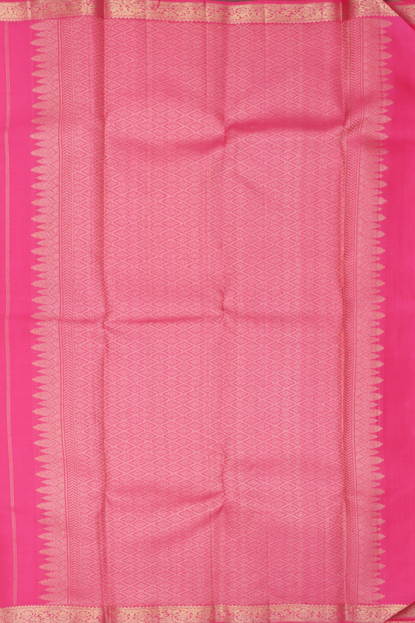 Kanchipuram Silk Saree In Punch Pink With Jacquard Pattern