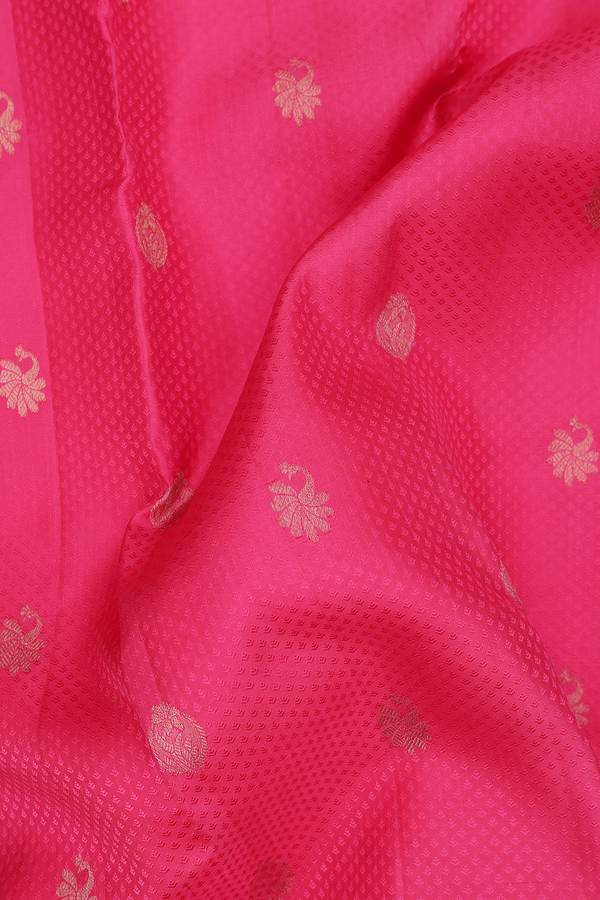 Kanchipuram Silk Saree In Punch Pink With Jacquard Pattern