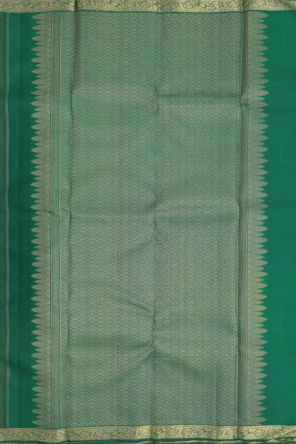 Kanchipuram Silk Saree In Greenish Brown With Jacquard Pattern