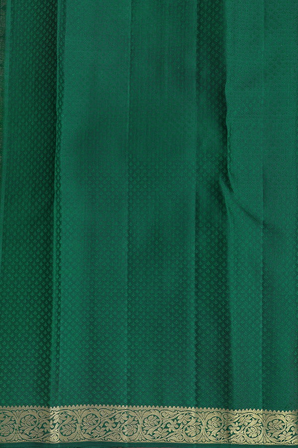 Kanchipuram Silk Saree In Greenish Brown With Jacquard Pattern