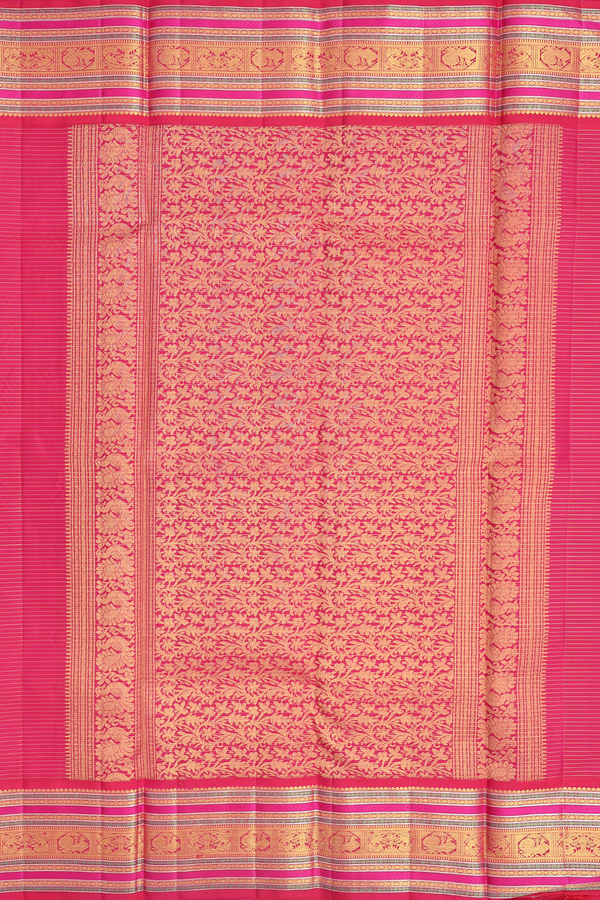 Kanchipuram Silk Saree In Pear Green With Checks Along Buttas