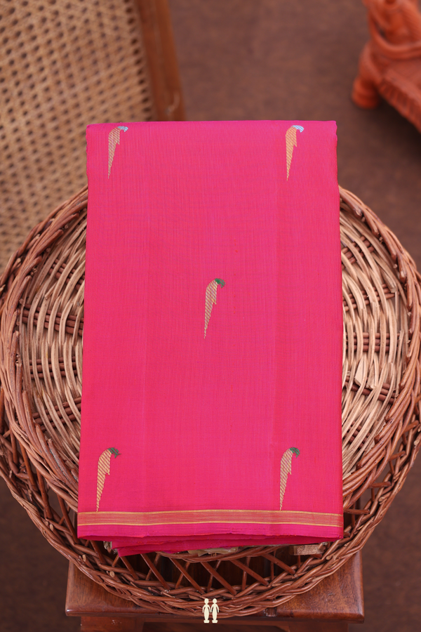 Kanchipuram Silk Saree In Rani Pink With Muniya Design