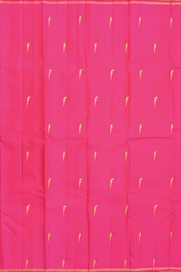 Kanchipuram Silk Saree In Rani Pink With Muniya Design