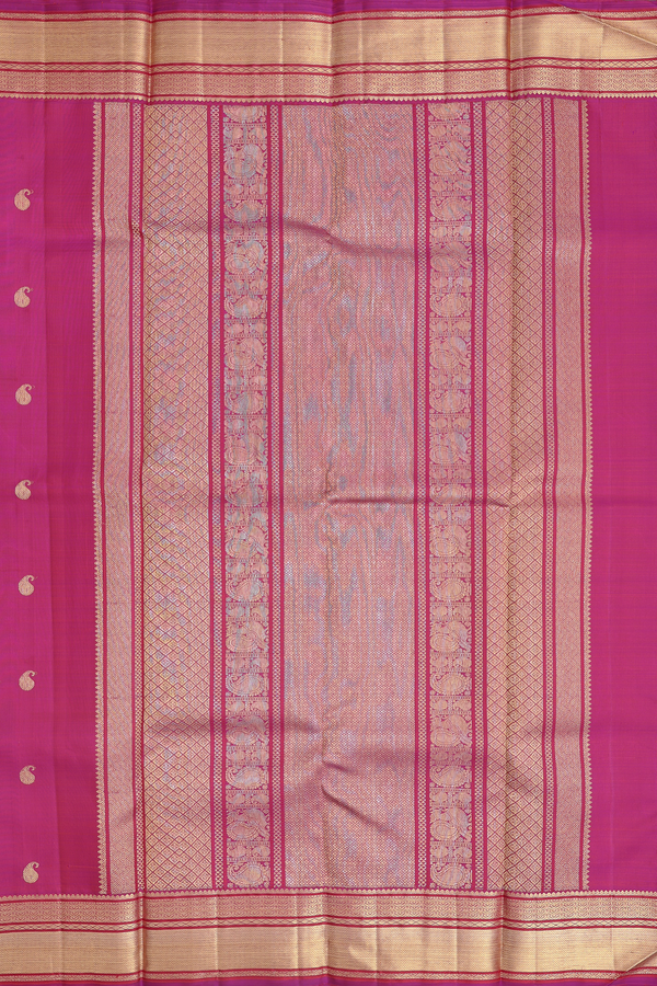 Kanchipuram Silk Saree In Magenta With Paisley Buttas