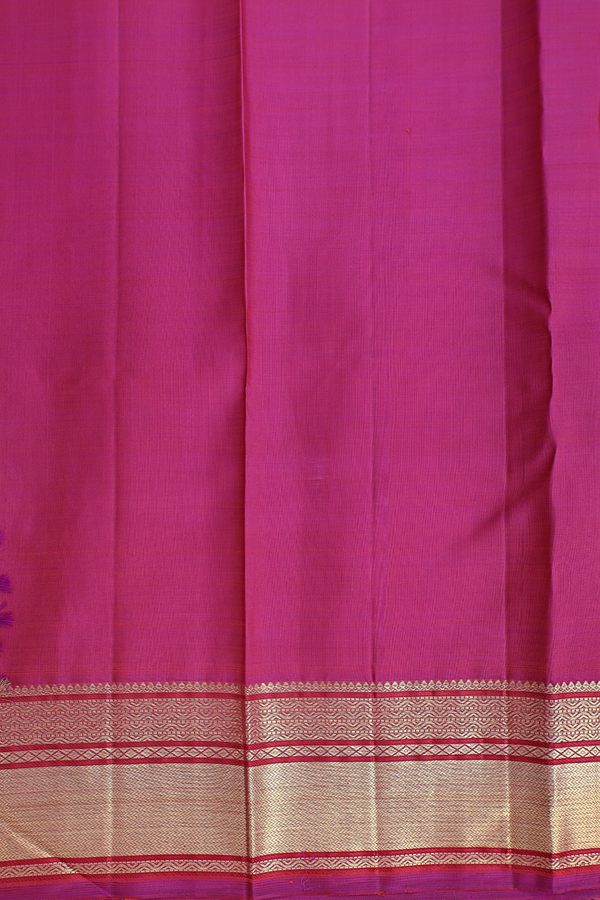 Kanchipuram Silk Saree In Magenta With Paisley Buttas
