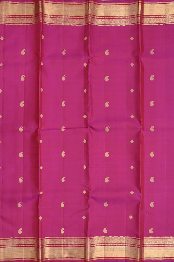 Kanchipuram Silk Saree In Magenta With Paisley Buttas