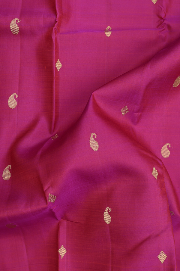 Kanchipuram Silk Saree In Magenta With Paisley Buttas