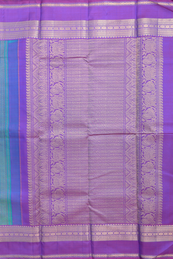 Kanchipuram Silk Saree In Prussian Blue With Checks Design
