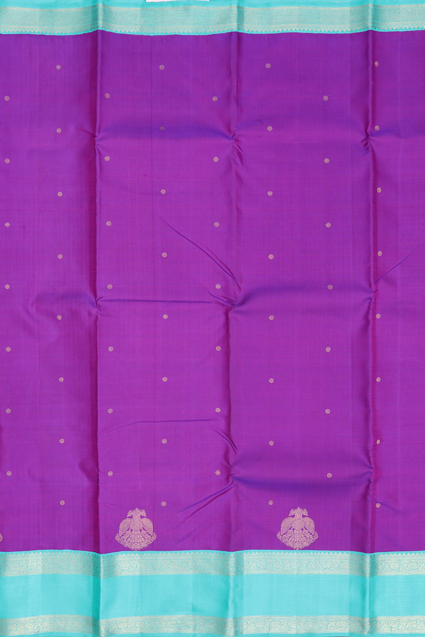 Kanchipuram Silk Saree In Purple With Zari Buttas