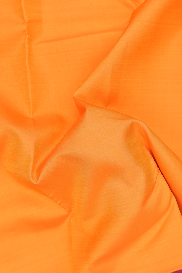 Kanchipuram Silk Saree In Royal Orange With Traditional Border
