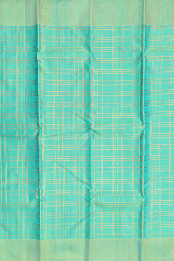 Kanchipuram Silk Saree In Green With Checks Design