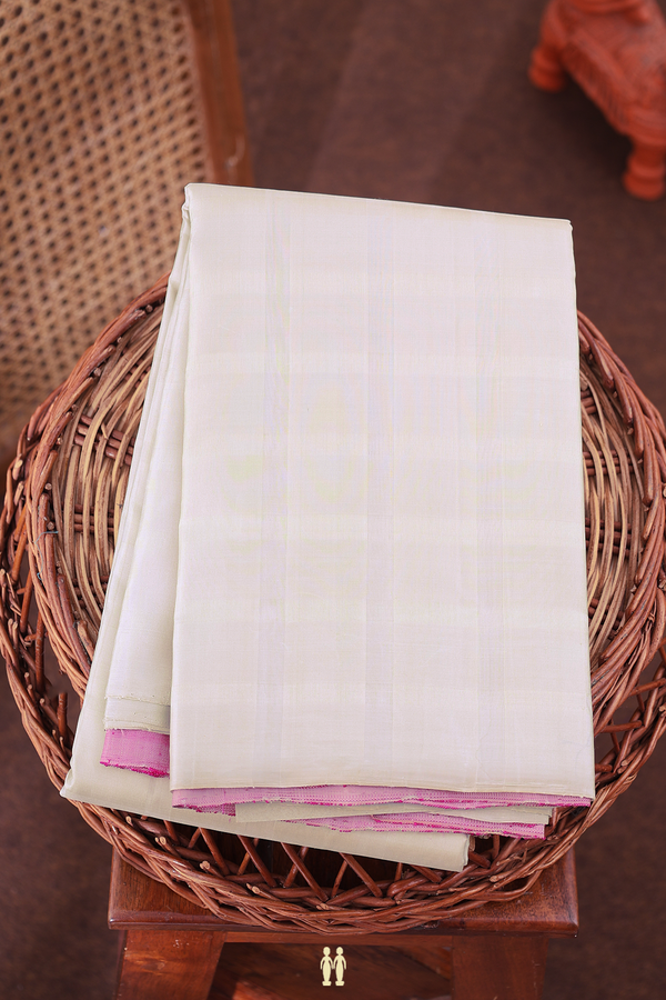 Kanchipuram Silk Saree In Cream With Checks Design