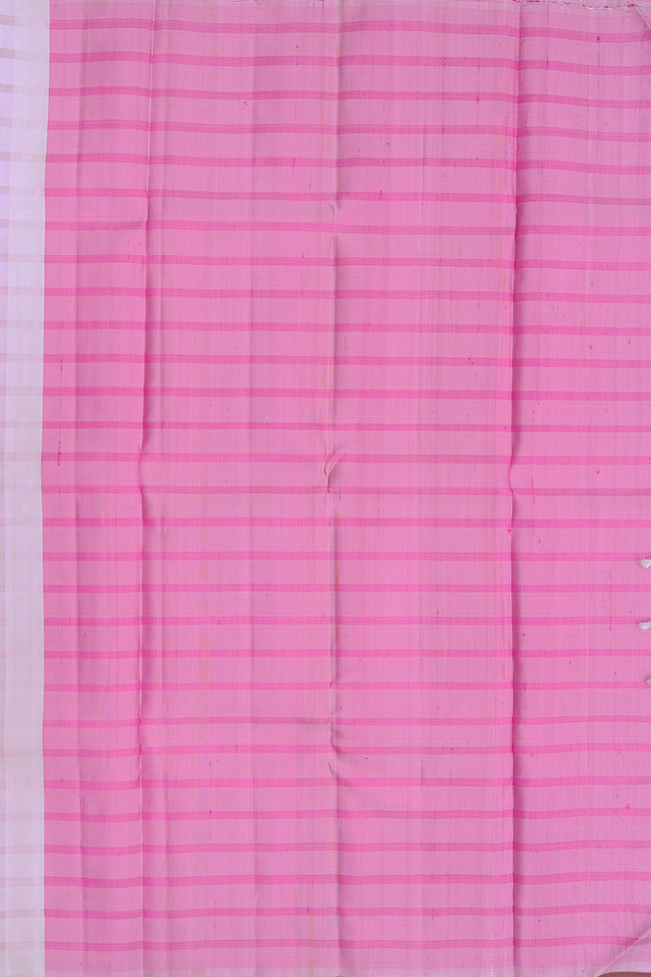 Kanchipuram Silk Saree In Cream With Checks Design