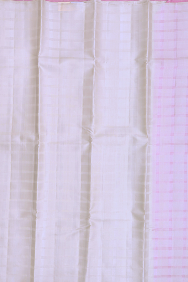 Kanchipuram Silk Saree In Cream With Checks Design