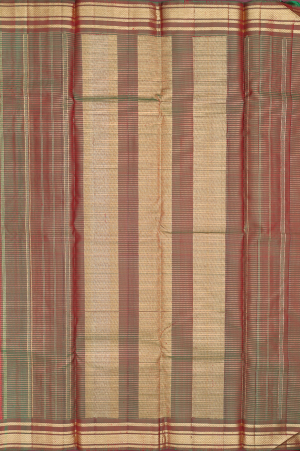 Kanchipuram Silk Saree In Scarlet Red With Checks Design