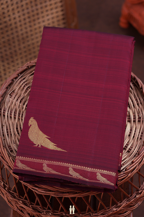 Kanchipuram Silk Saree In Maroon With Parrot Border