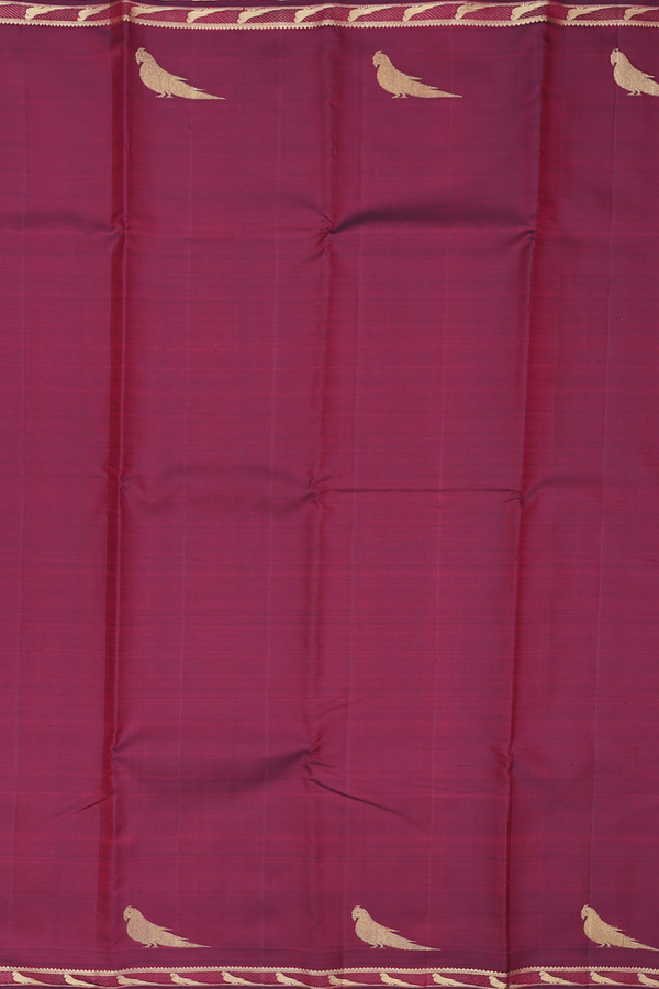 Kanchipuram Silk Saree In Maroon With Parrot Border