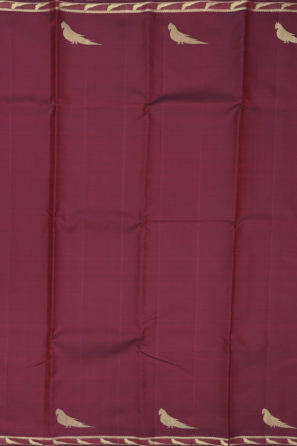 Kanchipuram Silk Saree In Maroon With Parrot Border