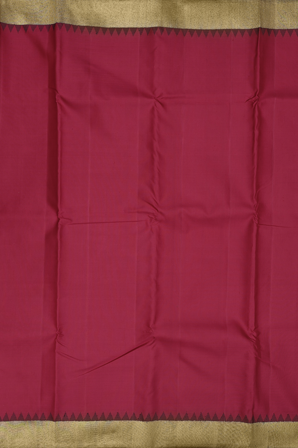 Kanchipuram Silk Saree Plain Red With Korvai Border