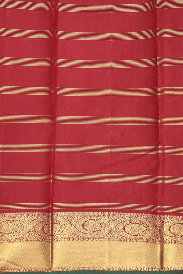 Kanchipuram Silk Saree In Crimson Red With Checks Design