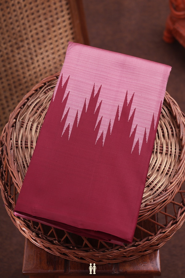 Kanchipuram Silk Saree In Dusty Pink With Temple Border