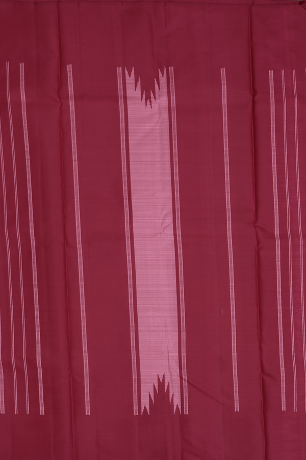Kanchipuram Silk Saree In Dusty Pink With Temple Border