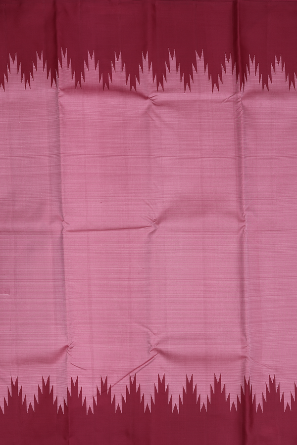 Kanchipuram Silk Saree In Dusty Pink With Temple Border