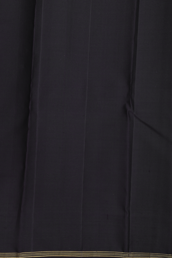 Kanchipuram Silk Saree In Black With Peacock Border