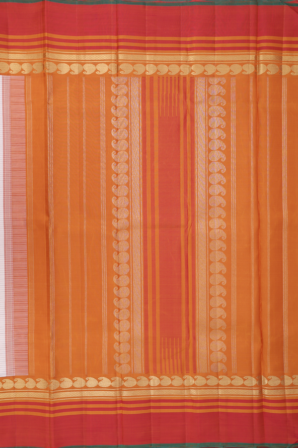 Kanchipuram Silk Saree In Off White With Stripes Design