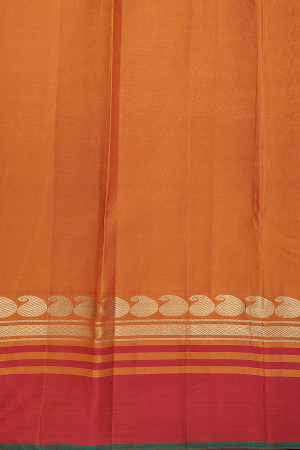 Kanchipuram Silk Saree In Off White With Stripes Design