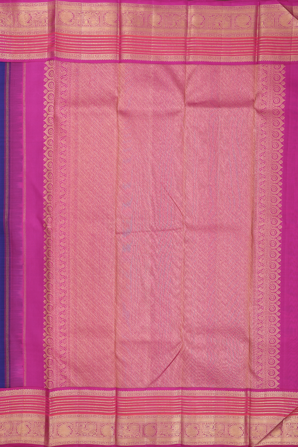 Kanchipuram Silk Saree In Royal Blue With Peacock Buttas