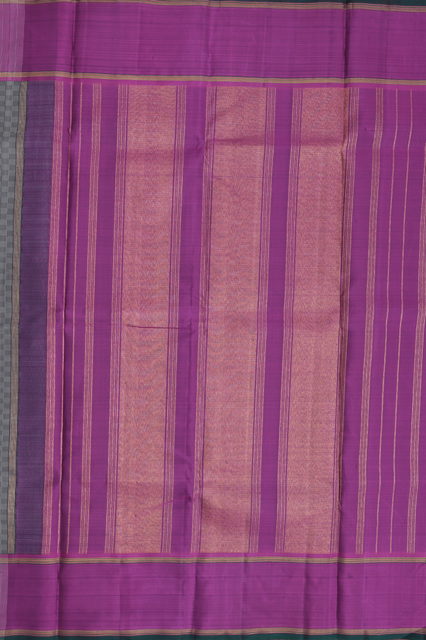 Kanchipuram Silk Saree In Grey With Paai Madippu Kattam Design