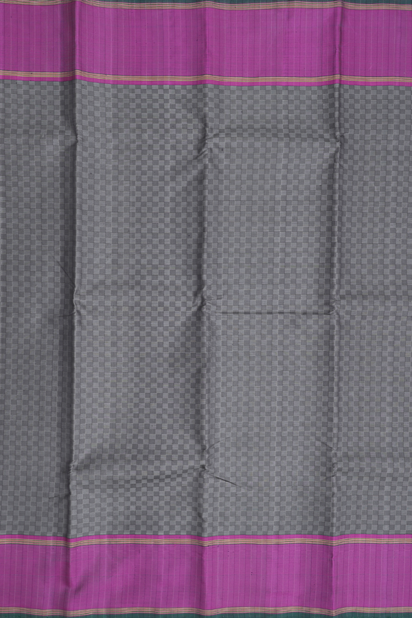 Kanchipuram Silk Saree In Grey With Paai Madippu Kattam Design