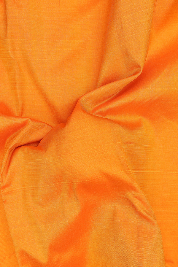 Kanchipuram Silk Saree Plain Honey Orange With Korvai Border