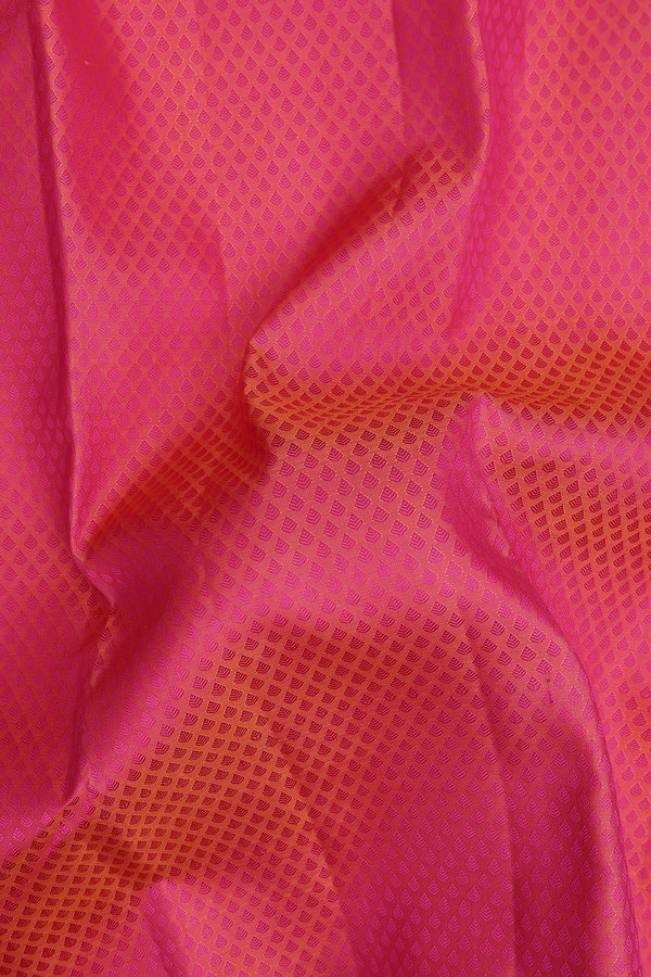 Kanchipuram Silk Saree In Coral Pink With Jacquard Pattern