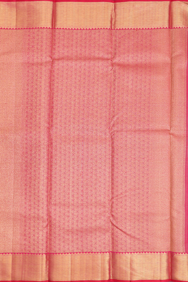 Kanchipuram Silk Saree In Rani Pink Along Checks With Buttas