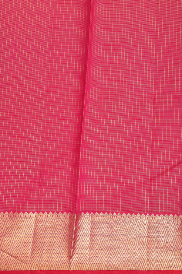 Kanchipuram Silk Saree In Rani Pink Along Checks With Buttas