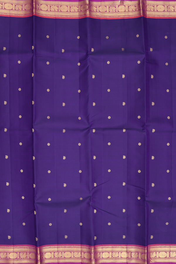 Kanchipuram Silk Saree In Royal Blue With Paisley Buttas