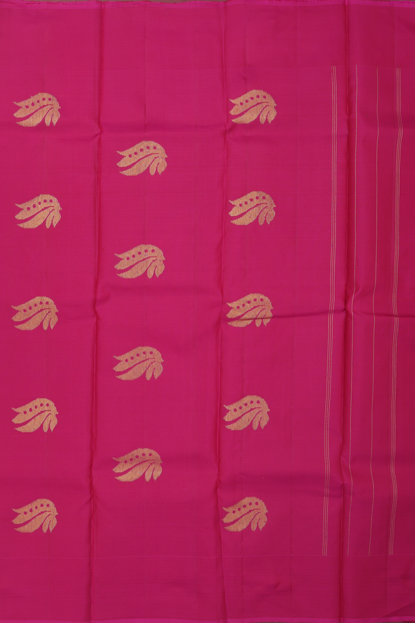 Kanchipuram Silk Saree In Reddish Brown With Zari Buttas