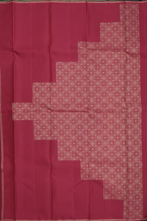 Kanchipuram Silk Saree In Forest Green With Zari Buttas
