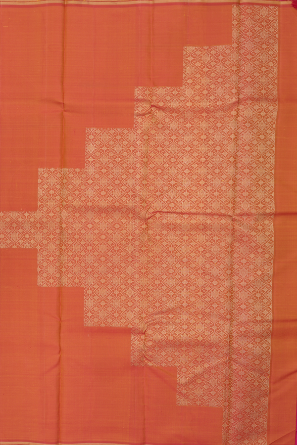 Kanchipuram Silk Saree In Rani Pink With Zari Buttas