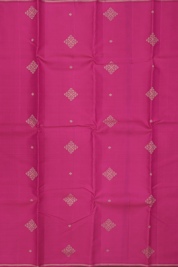 Kanchipuram Silk Saree In Rani Pink With Zari Buttas