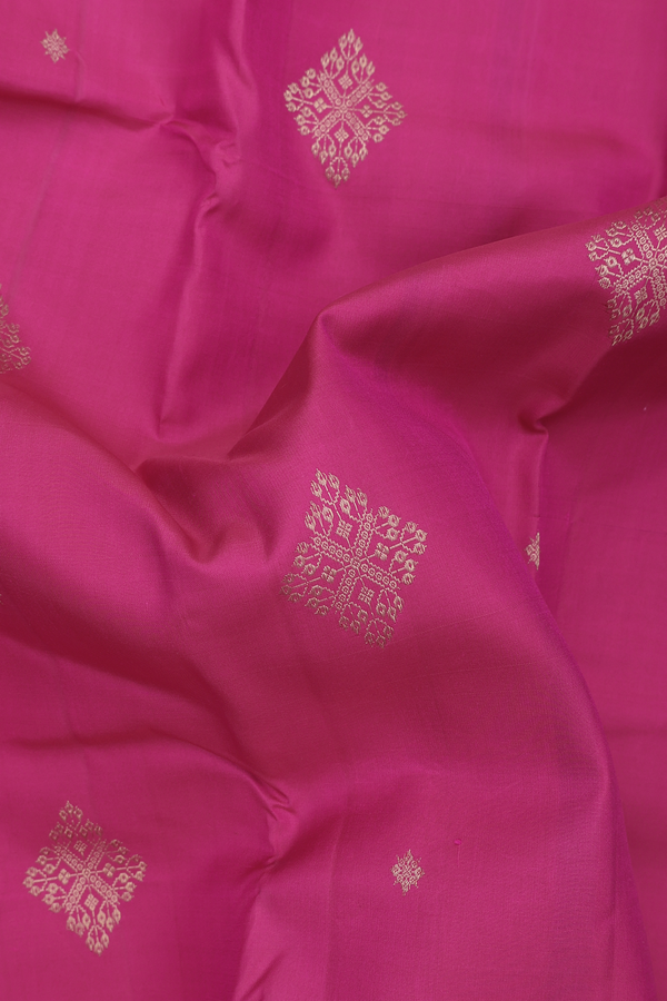 Kanchipuram Silk Saree In Rani Pink With Zari Buttas